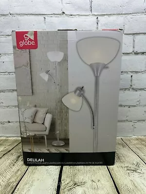 Globe Electric 67134 Delilah 72 In. Silver Torchiere Floor Lamp W Reading Light • $10.71