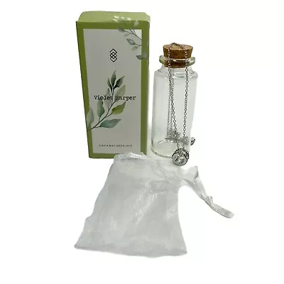 $16.99 • Buy Violet Harper Silver Tone Crystal Rhinestone Castaway Charm Necklace Glass Jar