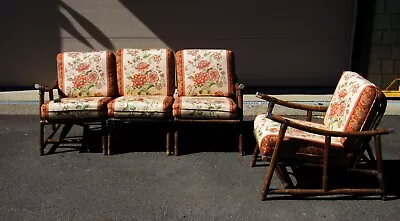 Vintage Mid Century Modern Rattan Sofa 4 Piece Set • $1500