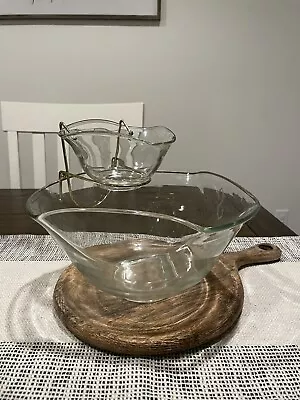 Vintage Indiana Glass Chip & Dip Serve Set Clear Glass Set • $15