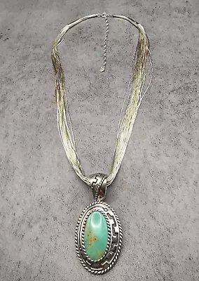 Carolyn Pollack Relios Turquoise Pendant & QT Liquid Silver Adj 20-24  Necklace • $129