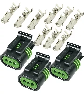 3Set Delphi Metri-Pack 3-PIN Female 150.2 Connector W/16 18 GA  Terminals  • $15.99