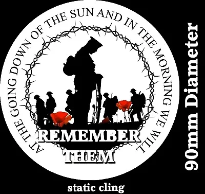 Military Lest We Forget Remembrance Static Cling Car Window/glass Sticker  • £5.99