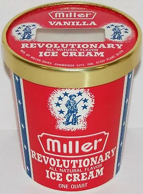 Vintage Container MILLER ICE CREAM Revolutionary Soldier Cambridge City Indiana • $7.99