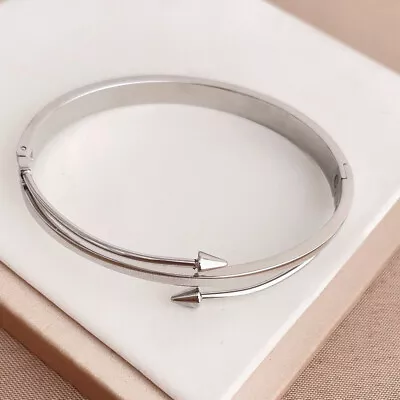 Polished Silver Stainless Steel Nail Cable Wire Cuff Bangle Bracelet Women Mens • $7.99