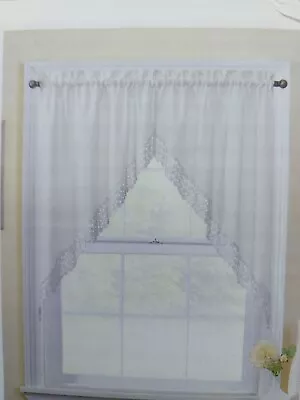 R Home Decorative Window Swags Pair 30in X 38in  Macrame Lace White Regent • $12.95