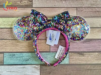 Disney Parks Minnie Mouse Ears Bow Rainbow Confetti Sequin Headband US SHIP • $17.99