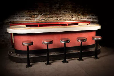 Vintage Streamline Front And Back Bar With Stools • $3850