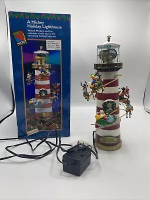 Vintage Mr Christmas A Mickey Holiday Lighthouse Tree Topper Beacon Disney  1996 • $59.99