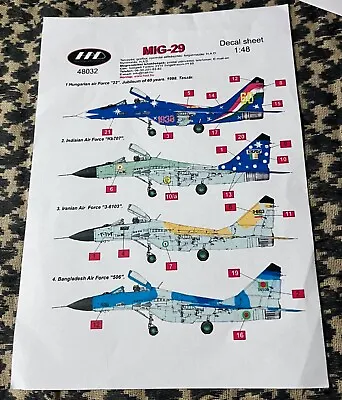 Mig-29 HAD #48032 1/48 HUNGARIAN INDIAN IRANIAN BANGLADESH AF W/REFERENCE CD • $19.95