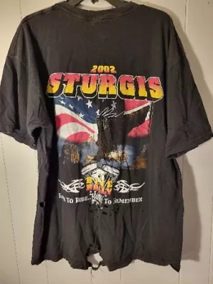 Vintage 2002 Sturgis Harley Davidson XL T-Shirt USA Flag Eagle J&P Cycles  • $14.99