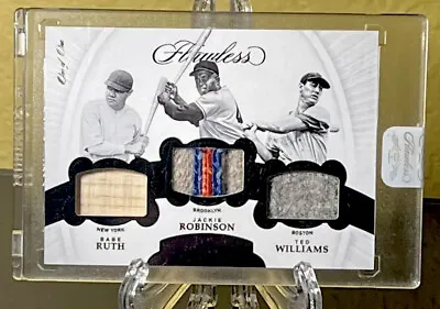 2018 Flawless Babe Ruth Jackie Robinson Ted Williams 1/1 Game Used Jersey Bat • $15000
