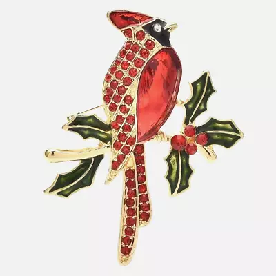 Fashion Shiny Rhinestone Red Bird Brooch Good Luck Animal Pin Gift Girl Women • $15.98