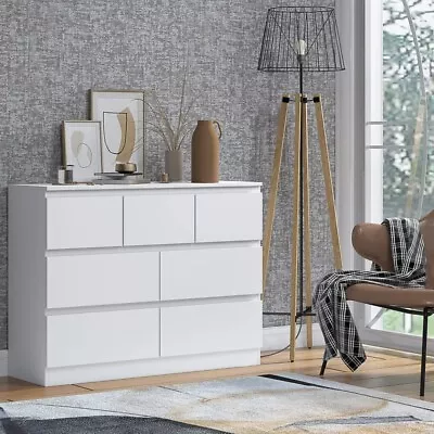 £155 • Buy Matt White Chest Of 7 Drawers Bedroom Furniture Scratch Resistant Merchant
