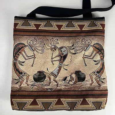 Kokopelli Pot Dance Tapestry Folk Art Tote Bag Hopi Artisan Signed Roger E Kull • $29.95