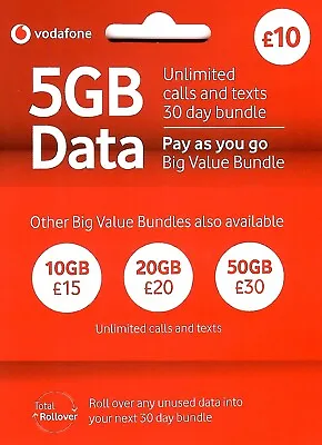UK Vodafone Official Pay As You Go SIM Card With £30 Credit • $37.90