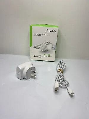 Belkin 20W USB-C Wall Charger With USB-C To Lightning Cable (MFi-Certified) #225 • $19.99