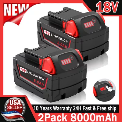 2X 8.0 AH For Milwaukee For M18 Battery Lithium Extended Capacity 48-11-1860 • $46.99