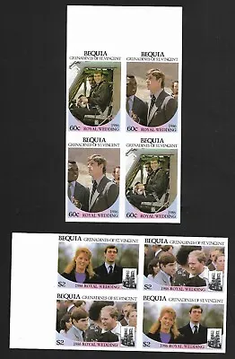 MNH Bequia St Vincent Sc# 233a - 235a Imperf Set Of 8 Stamps 1986 Royal Wedding • $2.75