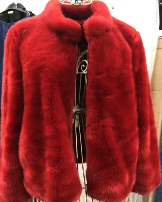 Zara Trafaluc Faux Fur Coat Red Size S • $59.99