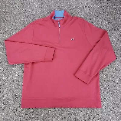 Vineyard Vines Mens Large 1/4 Zip Pima Cotton Long Sleeve Pullover Coral Pink • $19.99