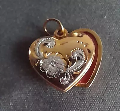 9ct Gold Secret Double Photo Love Heart Locket Pendant • £55