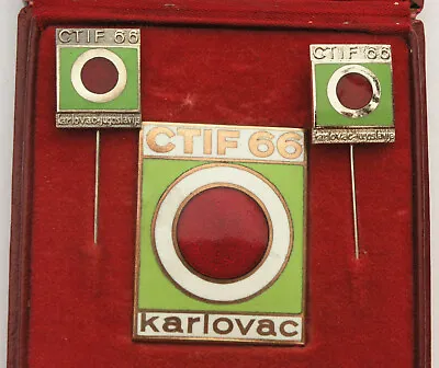  Enamel Participation Pin Bade CTIF Fire Fighter Olympics Held In 1966 Karlovac. • £45.30