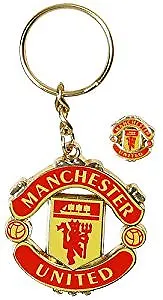 £6.99 • Buy Manchester United FC Official Metal Keyring And Badge Set