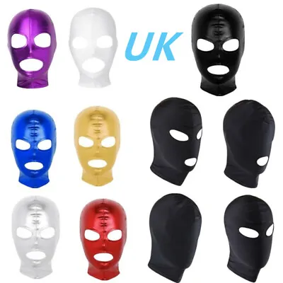 UK Unisex Men Women Latex Mask Open Mouth Eyes Headgear Full Face Zentai Mask   • £9.69