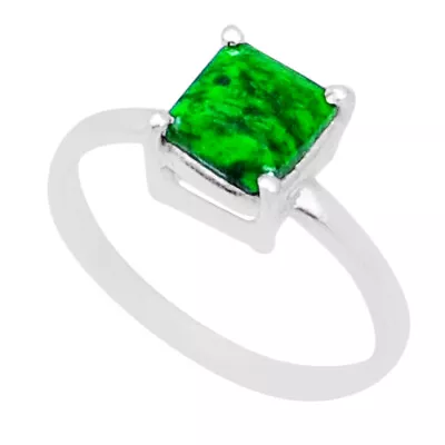 Handcrafted 1.46cts Faceted Natural Green Maw Sit Sit Square Ring Size 6.5 Y1475 • $16.79
