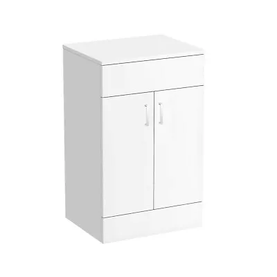 600mm White Nuie Vanity Unit Countertop Bathroom Furniture Oval Basin Sink • £179.95