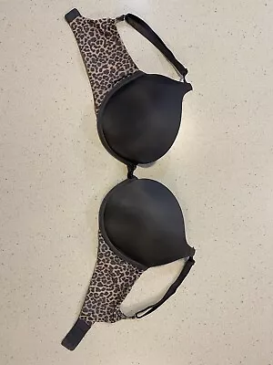 Victoria Secret Very Sexy Push-up Bra Grey With Pink/Grey Leopard Print 34DD • $10.50