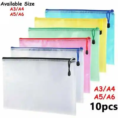 A3 / A4 / A5 / A6 Zip File Plastic Wallet Docement Bags Storage Folder Zip Lock. • £8.39