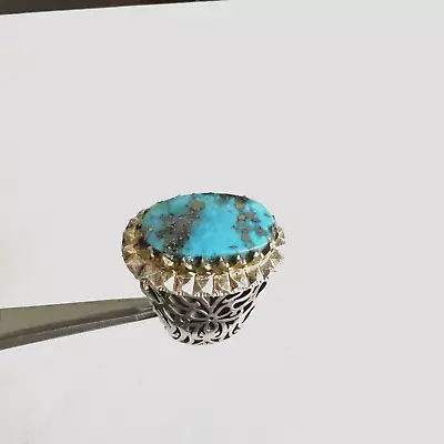 Men's Silver Ring Genuine Persian Neyshabouri Turquoise(firoozeh)الفيروز الفارسي • $195