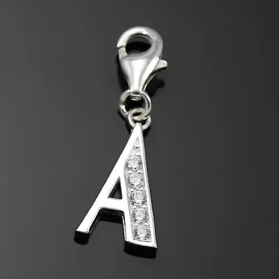 Solid 925 Sterling Silver Alphabet Letter Charm Clip On With Lobster Clasp  • £9.44