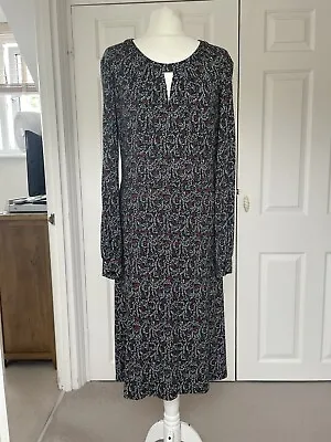 £15 • Buy Brora Charcoal Floral Print Flattering Jersey Dress Size 14