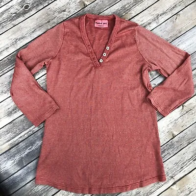 Michael Stars Maternity Knit Top Glitter Henley Long Sleeve Red One Size • $7.25