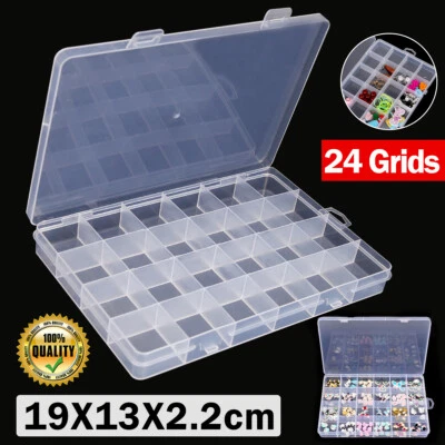 £3.69 • Buy 24 Compartment Plastic Box Case Jewellery Craft Bead Storage Container Organizer