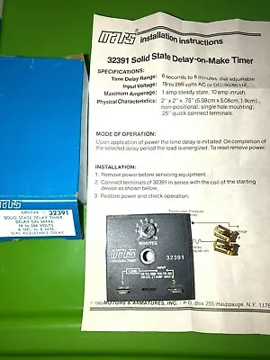 Mars Motors 32391 Solid State Timer Delay • $26.29