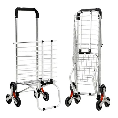 Panana Foldable Shopping Trolley Cart 2Or6Wheels Steel Grocery Cart Hard Wearing • £19.99