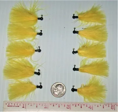 10 Non-lead Hand Tied Marabou Jigs Trout Steelhead Crappie 1/64 Yellow • $7.79