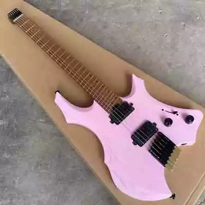 New Headless Electric GuitarSatin Pink Body Jumbo Stainless Steel Oblique Frets • $768.90