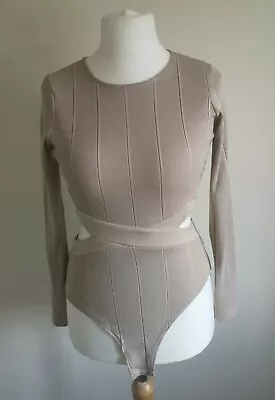 £5.99 • Buy Nikka Cut Out Ribbed Bodysuit Beige Size 6,8,10,12
