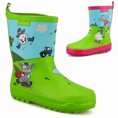 Boys Girls Kids Waterproof Wellies Winter Rain Snow Wellingtons Boots Shoes Size • £9.58