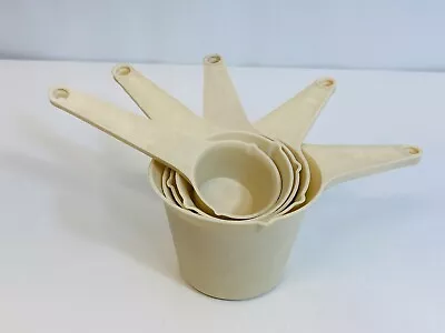 Vtg FOLEY Set Of 5 Almond Plastic Measuring Cups; 1/8C 1/4C 1/3C 1/2C & 1C EUC • $14.99