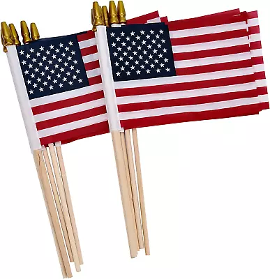 12 Pack Small American Flags Small US Flags/Mini American Flag On Stick 4X6 Inch • $12.52