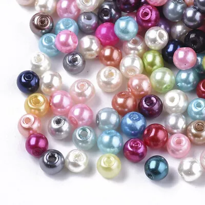 £2.06 • Buy Glass Pearl Beads Round Glass Mixed Colour Jewellery Wedding Sewing Crafts