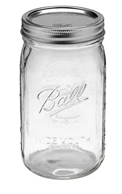 Mason Jars 32 Oz Glass Regular Mouth Canning Jars With Silver Lid Airtight • $13.27