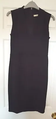 Black Knee Length Pencil Bodycom Dress  V  Neck Size S Zip Fasten • £4