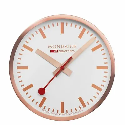 Mondaine A990.CLOCK.18SBK Aluminum Brushed Copper 250mm Wall Clock • $246.50